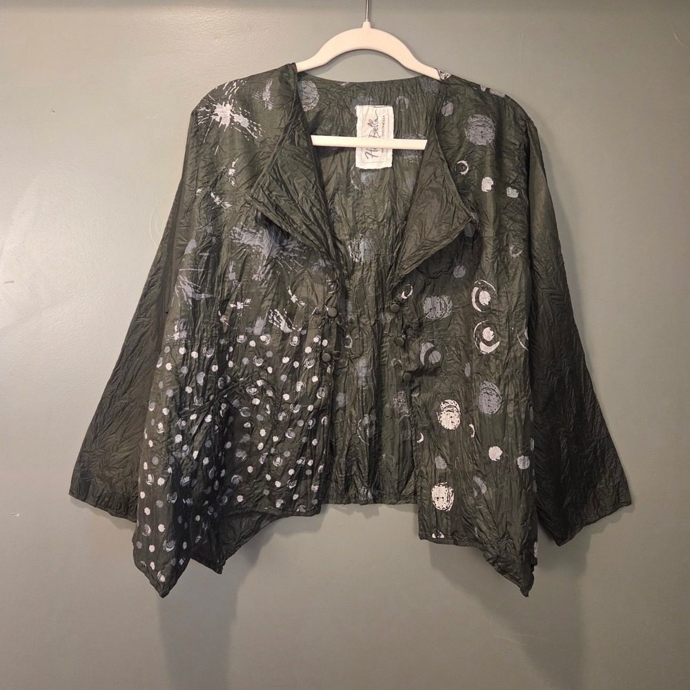 Harubella Women's Lightweight Jacket Size L Green Multi Long Sleeves‎